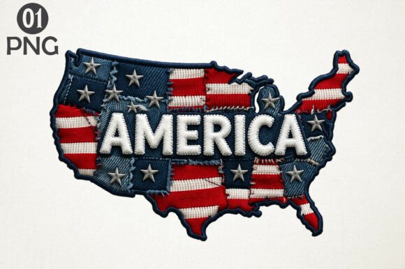 America USA Map Patriotic Embroidery PNG Review