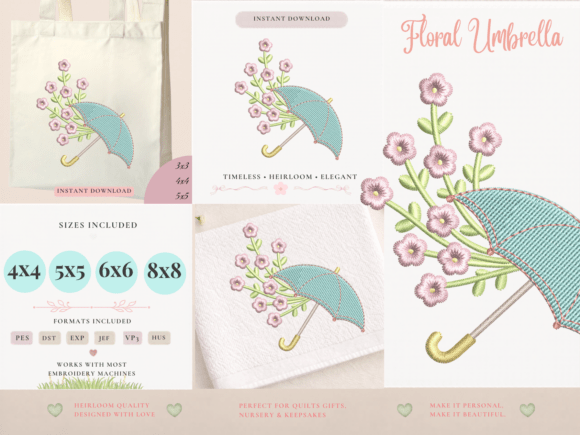 Floral Umbrella Machine Embroidery File Review