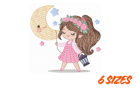 Moon Girl Embroidery Design Cute Kids Review