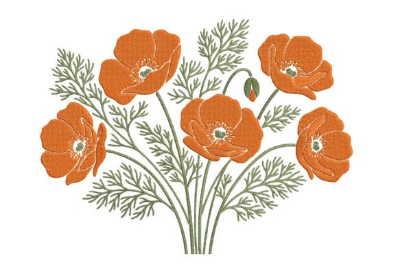 Orange Poppy Flowers Embroidery Design Review