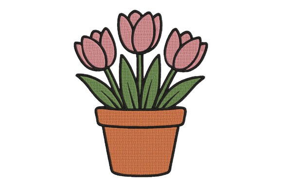 Tulip Pot Embroidery Design Review for Boutiques